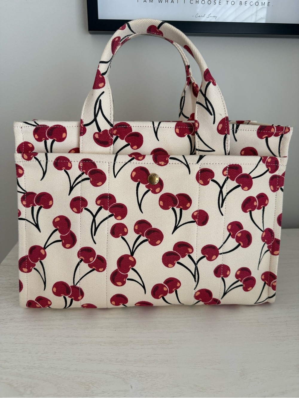 Coach Cherry-Print Canvas Tote - Red/Cream - Picture 3 of 6